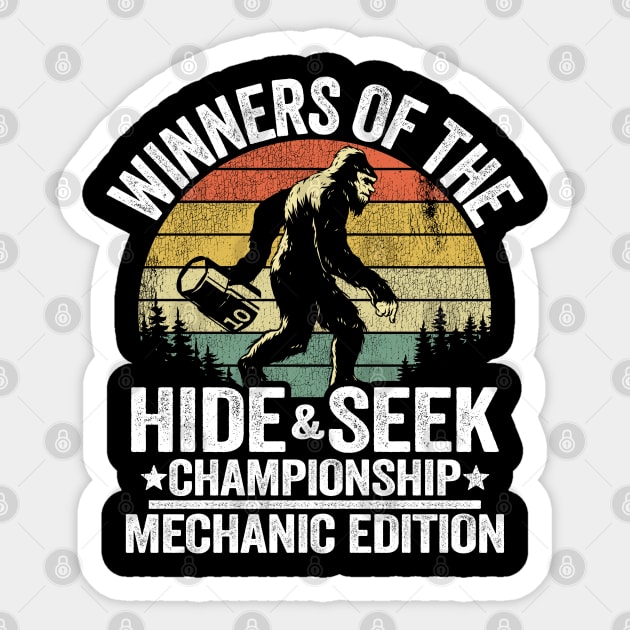 Winners Of The Hide & Seek Championship Funny Mechanic Sticker by Kuehni
